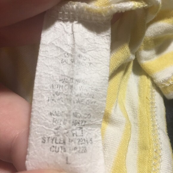 Revive t-shirt Womens Large yellow white striped cropped tee honey graphic Y2K - Picture 4 of 6